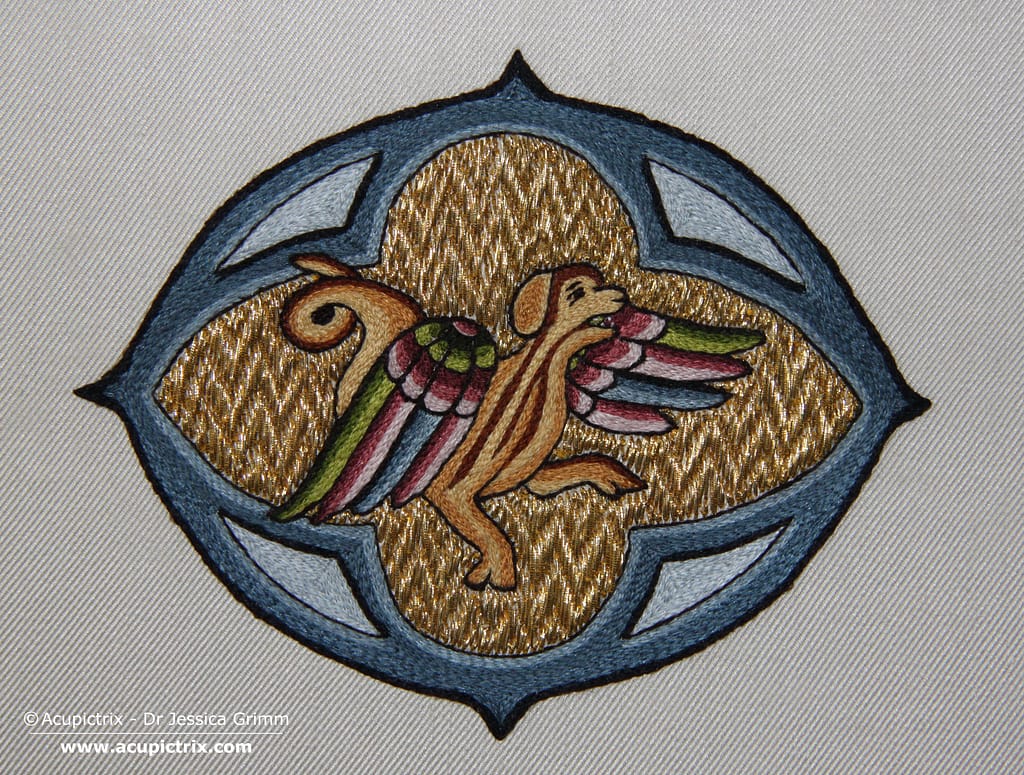 Medieval Goldwork Embroidery - Opus anglicanum piece by Dr Jessica Grimm