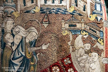 Embroidered vestments - Green cope with embroidered orphreys (detail), M 25, Sankt Annen Museum.