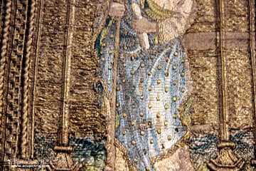 Venetian Embroidery - Orphrey panel with James the Great kept at the Museo Diocesano Recanati, Italy.