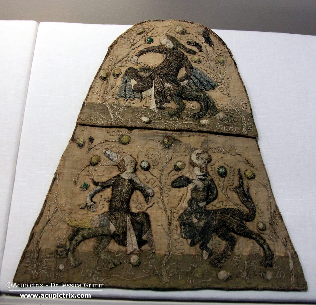 Alms Pouches - An embroidered medieval alms pouch.