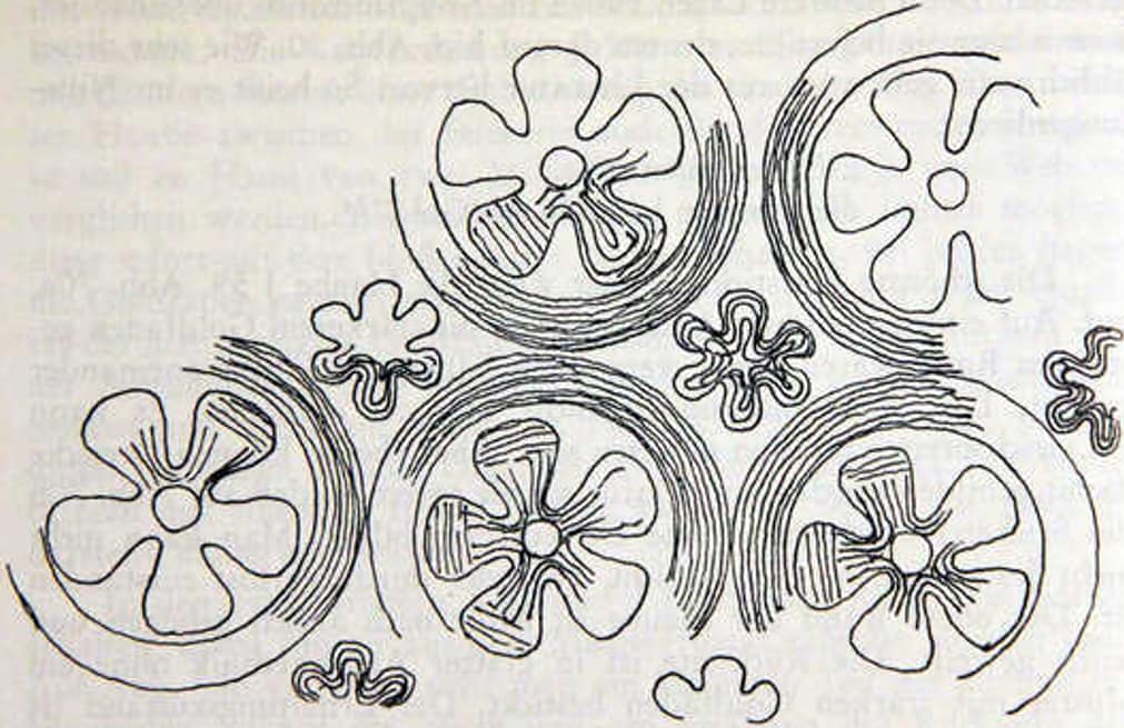 Villach-Judendorf - Line drawing of a reconstructed embroidery pattern.