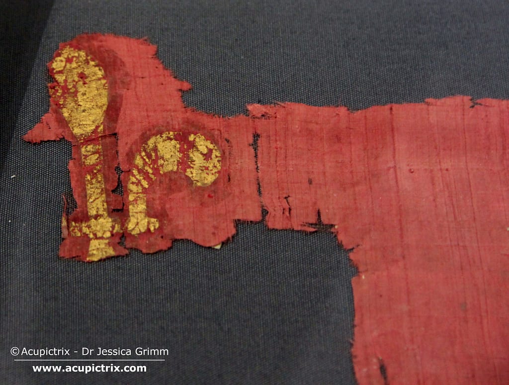Book review - an example of a gilded red fabric with a fleur de lis