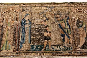 Opus florentinum - embroidered scene of Christ carrying the Cross