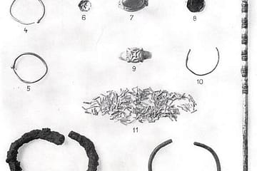 Golden tubes - black and white picture of archaeological finds