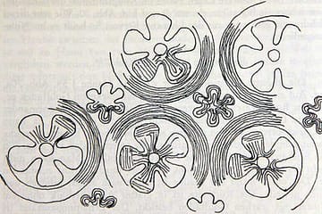Villach-Judendorf - Line drawing of a reconstructed embroidery pattern.