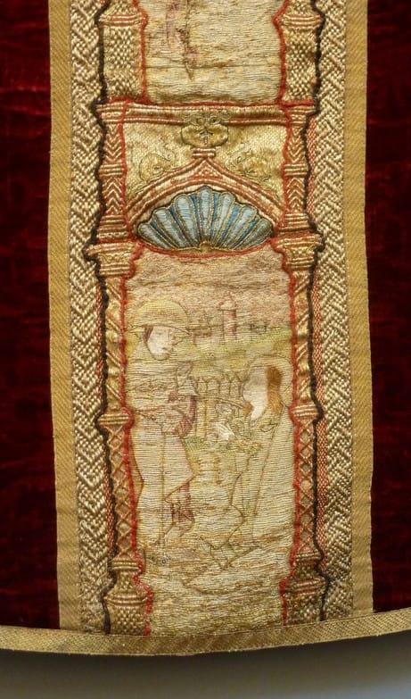 Embroidery techniques -Noli me tangere scene on a cope from Catharijneconvent.