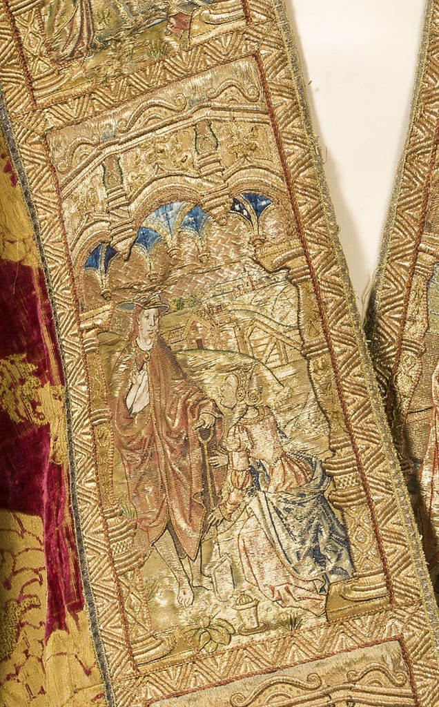 Embroidery techniques - Noli me tangere scene on a cope from Catharijneconvent.