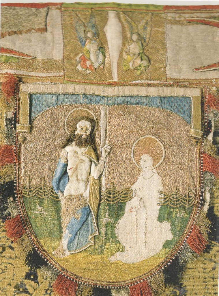 Embroidery Techniques - Noli me tangere scene on a cope hood from Halberstadt