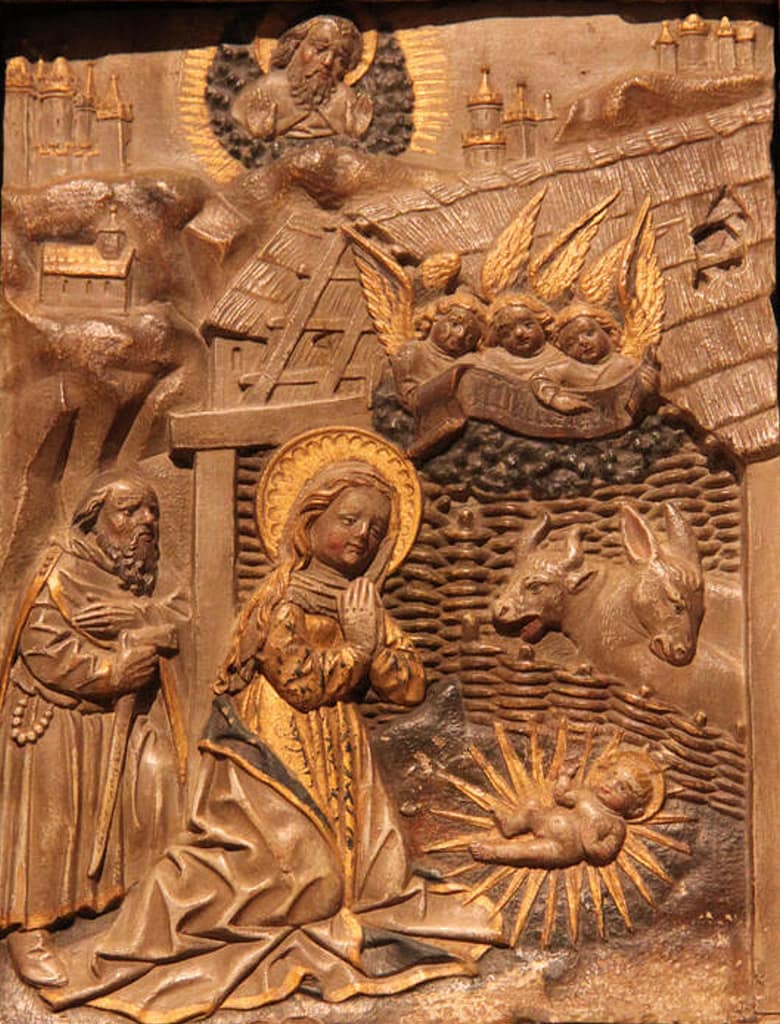 Nativity - a stone carving of the Nativity.